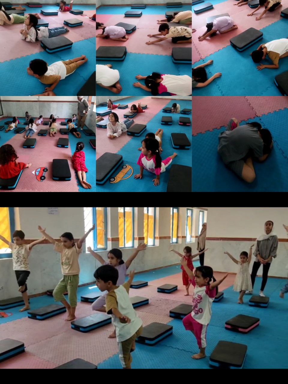 روز جهانی و کودکان در حال انجام یوگا