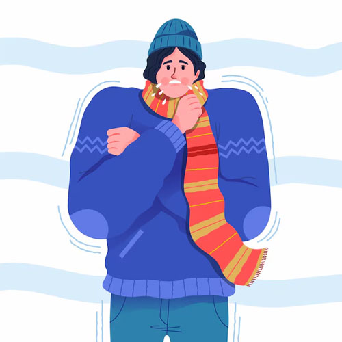 تصویر یک انسان در سرمای زمستان 